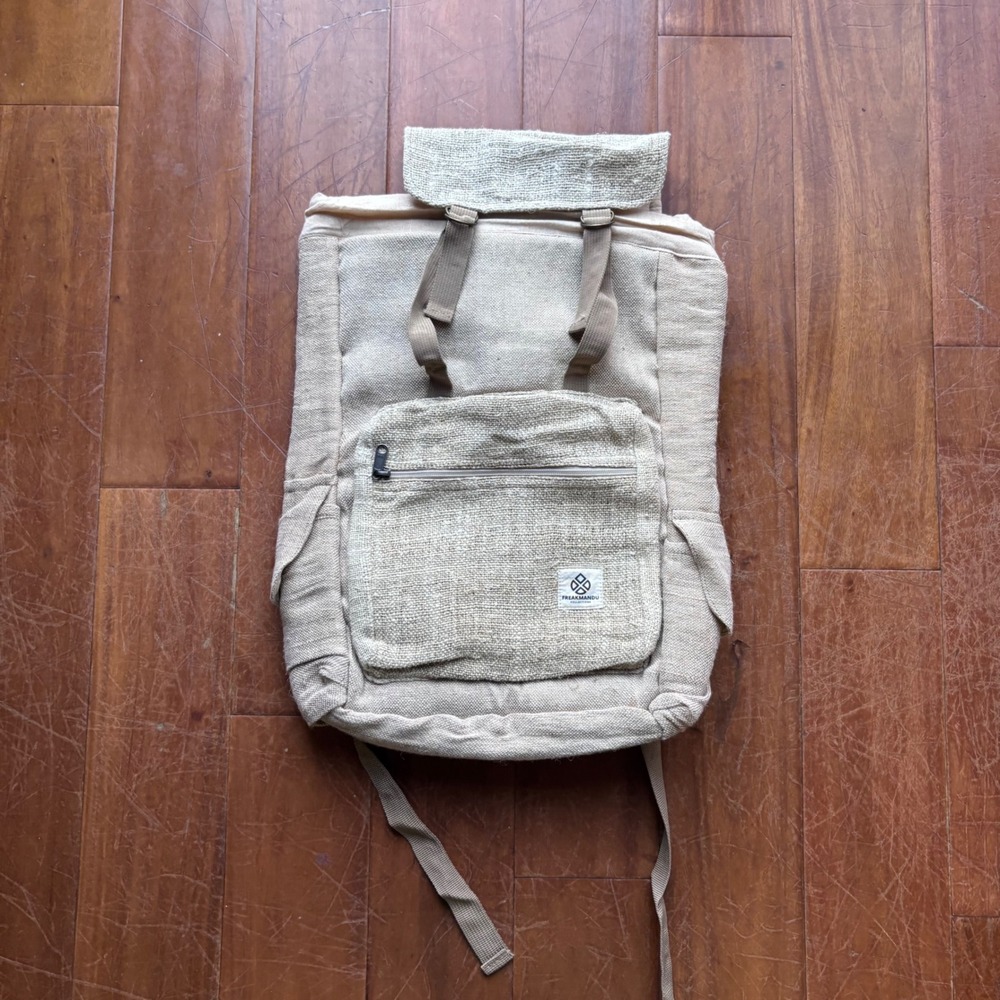 Canvas Roll-Top Backpack - Beige